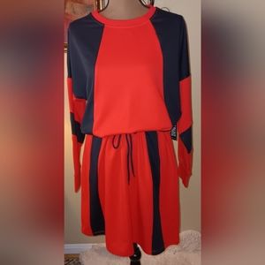 2/$50 Fashion to Figure Red & Black Long Sleeve Sweater Dress, Size 1X